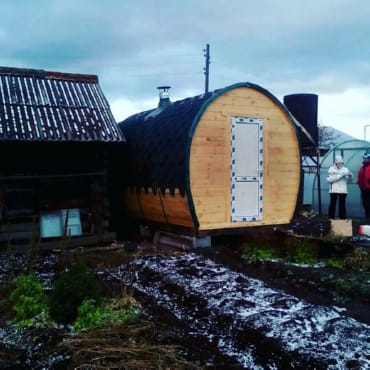 Монтаж бани-бочки №220 от 30.05.2019 в Великом Новгороде