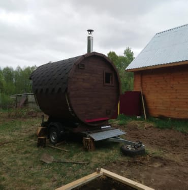 Монтаж бани-бочки №413 от 23.04.2021 в Великом Новгороде