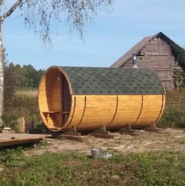 Монтаж бани-бочки №436 от 05.06.2021 в Великом Новгороде